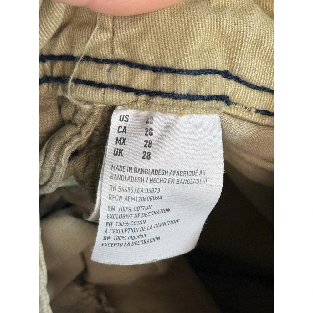 Y2K American Eagle Longer Length Shorts Mens 28 Beige Chino 11 Inseam